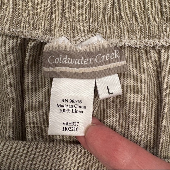 Coldwater Creek 100% Linen Green Stripe Pull On Skirt - Picture 5 of 5